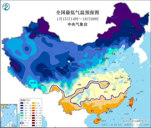                     寒潮蓝色预警：东北及云南等地降温超10℃ 局地达12℃                    2