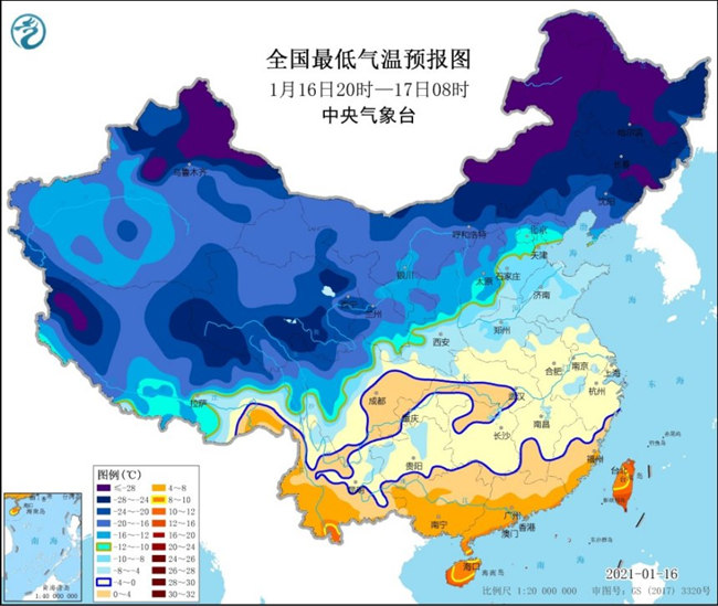                     寒潮蓝色预警：江南华南部分地区气温下降6～8℃                    2