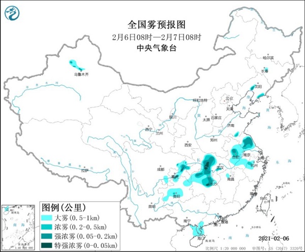                     大雾黄色预警继续！湖南湖北重庆等局地有特强浓雾                    1