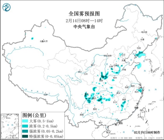                     大雾黄色预警：陕西江西四川盆地辽东半岛等局地有特强浓雾                    1