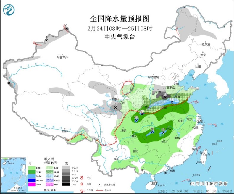                     中东部大范围雨雪登场 西北黄淮成降温中心                    1