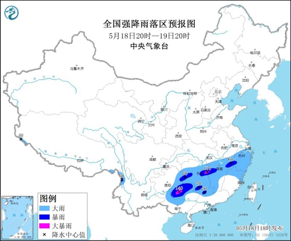                     暴雨蓝色预警：湖南江西广西等地局地有大暴雨                    1