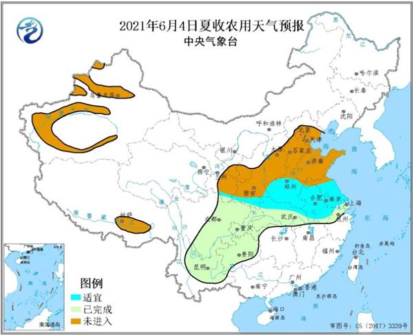                     6月2至4日豫皖苏等地天气晴好 利于夏收                    3