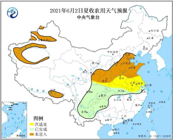                     6月2至4日豫皖苏等地天气晴好 利于夏收                    1