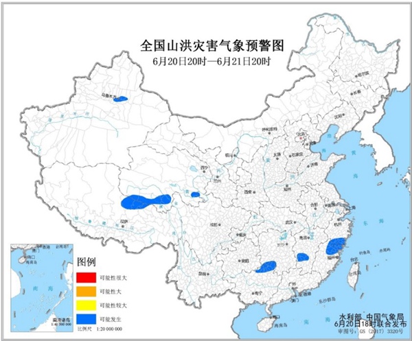                     山洪灾害气象预警 浙江福建等9省区局地可能发生山洪灾害                    1