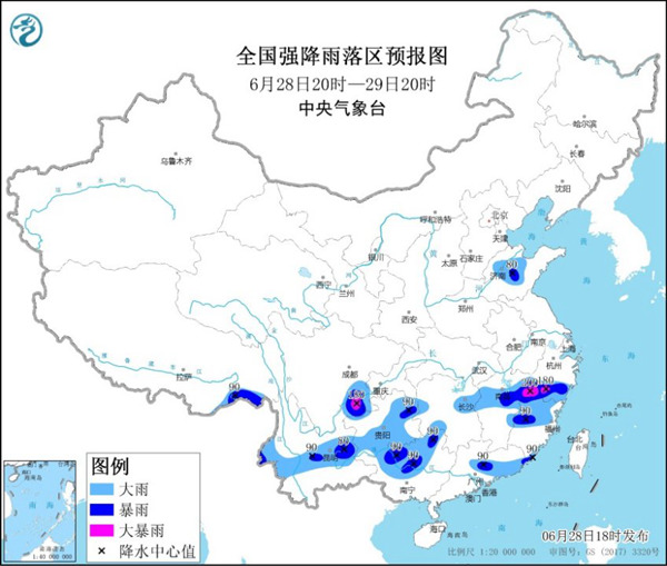                     暴雨黄色预警！江西福建浙江四川局地有大暴雨                    1