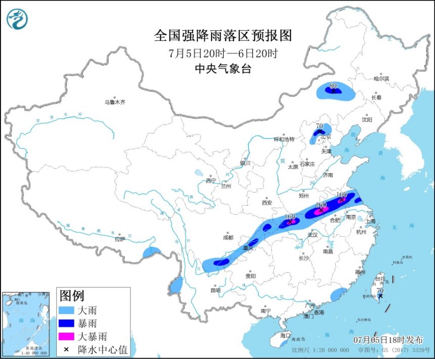                     暴雨预警！湖北河南安徽等地部分地区有大暴雨                    1