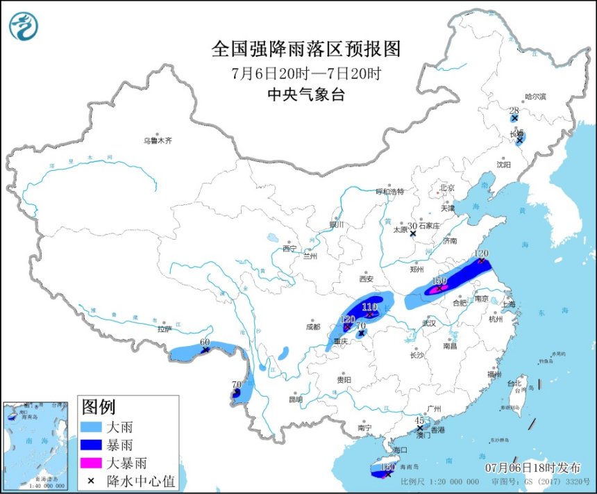                     暴雨黄色预警！吉林云南广东等地局部地区有大到暴雨                    1