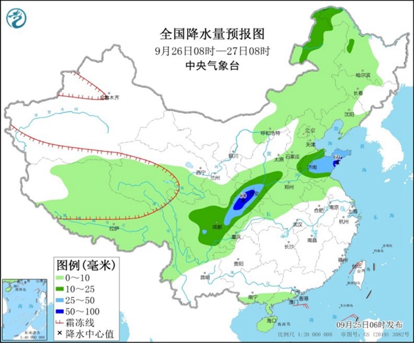 9月25日华北黄淮秋雨缠绵 南方“秋老虎”横行                    2