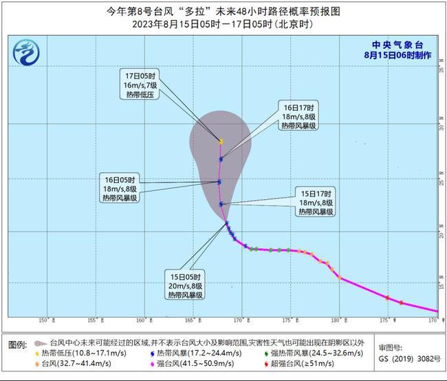 2023年第8号台风最新消息 8号台风“多拉”未来会在大平洋减弱